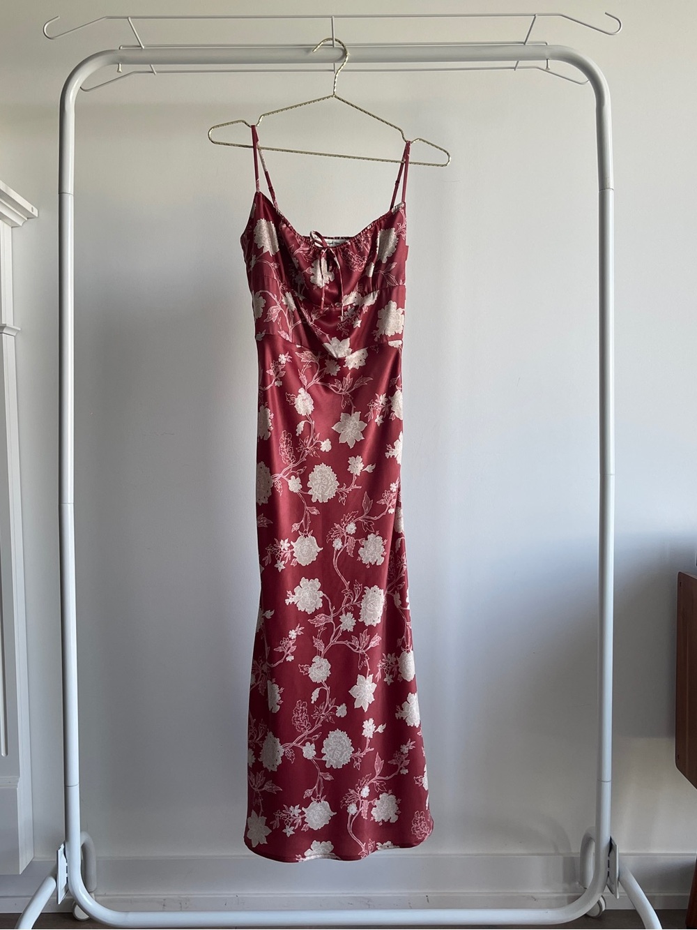Simple Retro Red Floral Slip Dress